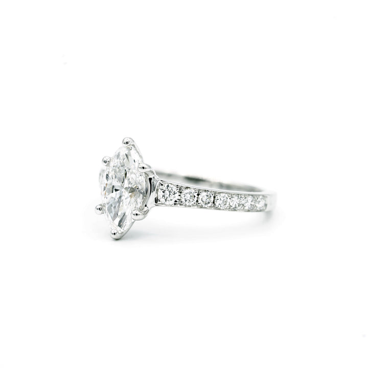 1.02 Carat E SI1 Marquise Brilliant Cut Diamond EGL 18K White Gold