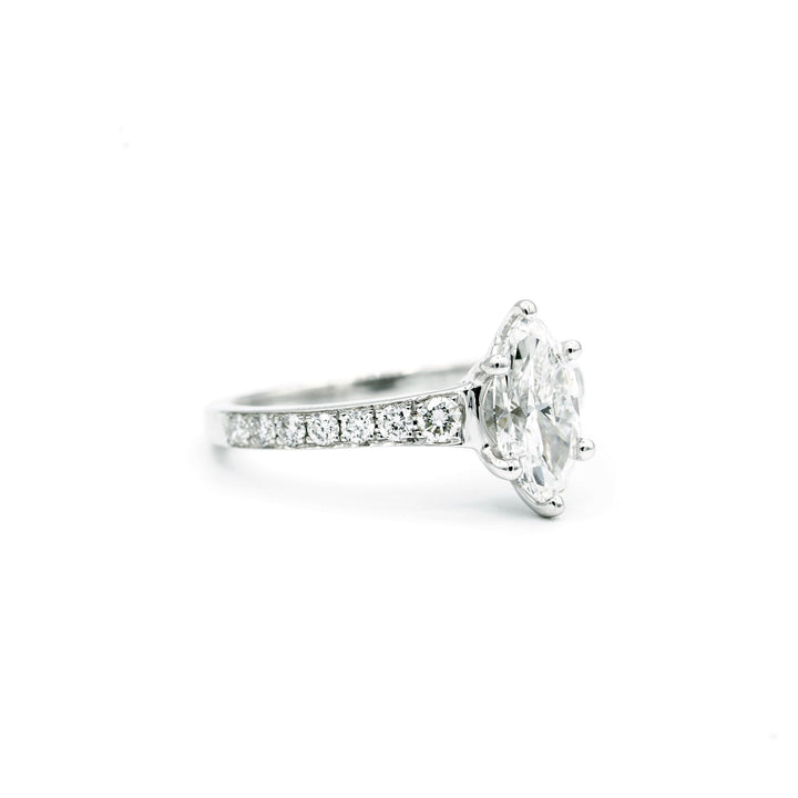 1.02 Carat E SI1 Marquise Brilliant Cut Diamond EGL 18K White Gold
