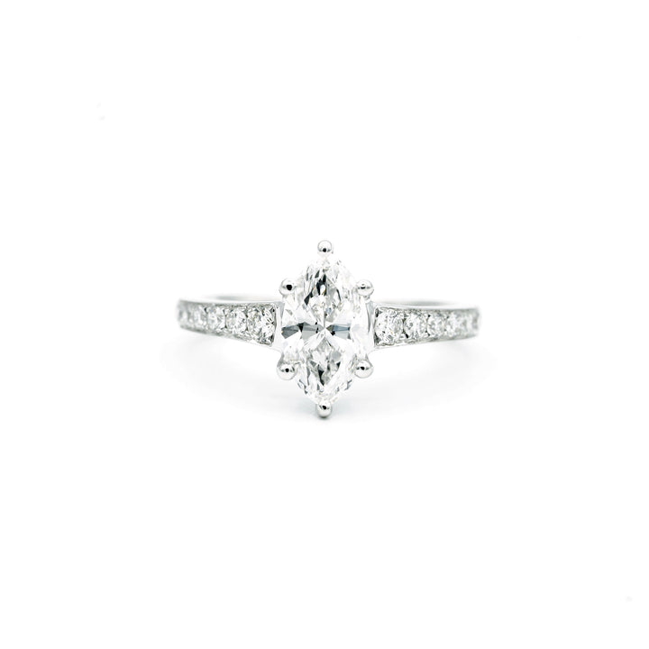1.02 Carat E SI1 Marquise Brilliant Cut Diamond EGL 18K White Gold