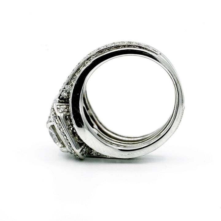 1.15 Carat RBC Diamond F VVS2 GIA 18K White Gold Wedding Ring Set