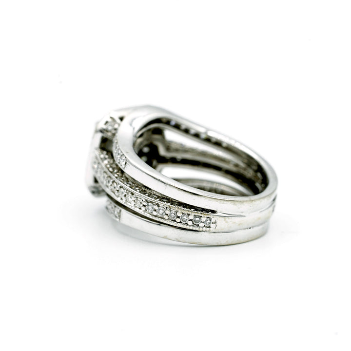 1.15 Carat RBC Diamond F VVS2 GIA 18K White Gold Wedding Ring Set