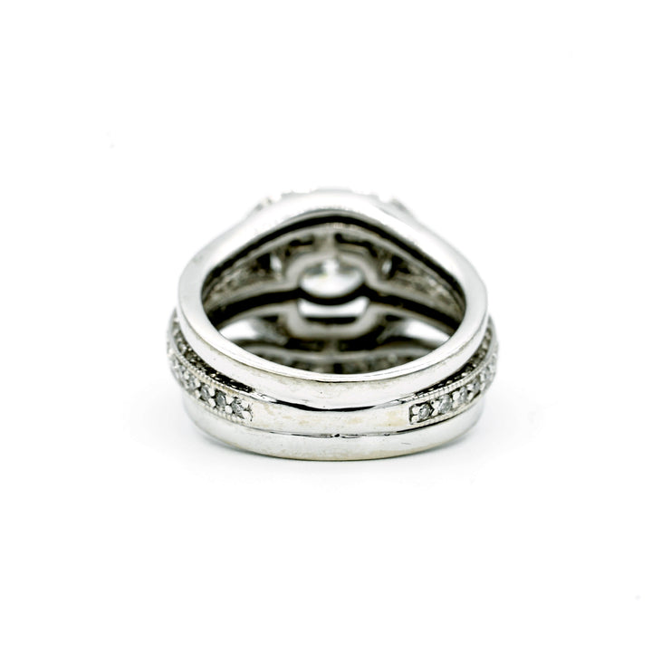 1.15 Carat RBC Diamond F VVS2 GIA 18K White Gold Wedding Ring Set