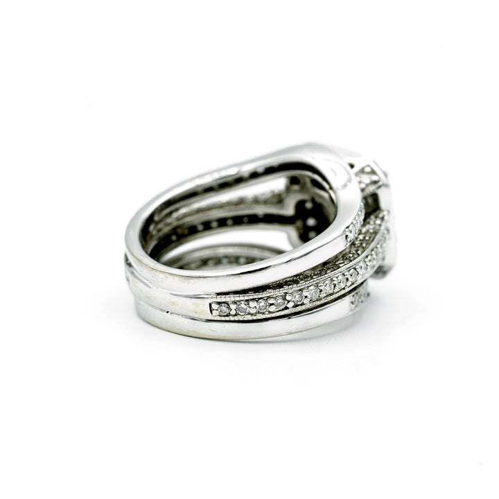 1.15 Carat RBC Diamond F VVS2 GIA 18K White Gold Wedding Ring Set