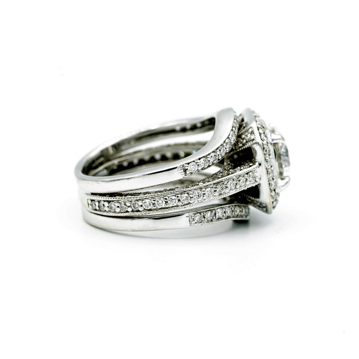 1.15 Carat RBC Diamond F VVS2 GIA 18K White Gold Wedding Ring Set