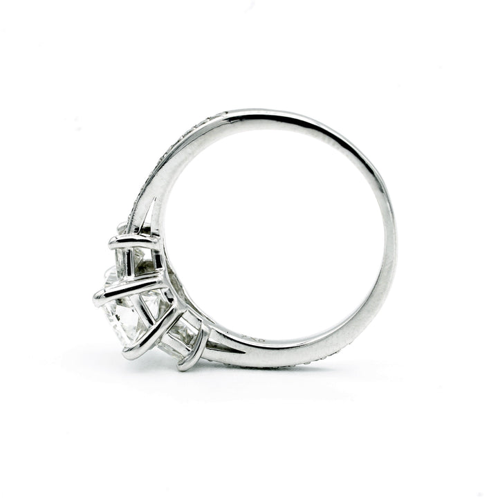 1.32 Carat SI1 E Radiant Cut Diamond 14K White Gold Ring
