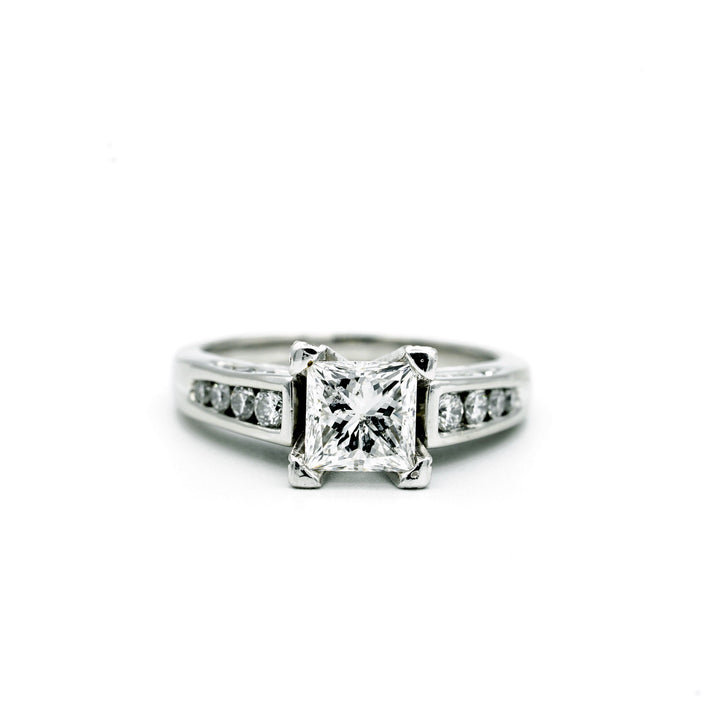 1.40 Carat Princess Cut Diamond Platinum Ring