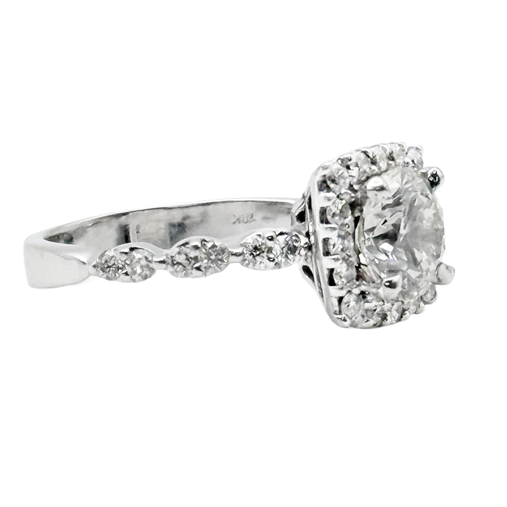 1.57 Carat RBC VS2 K GIA 18K WG Diamond Ring