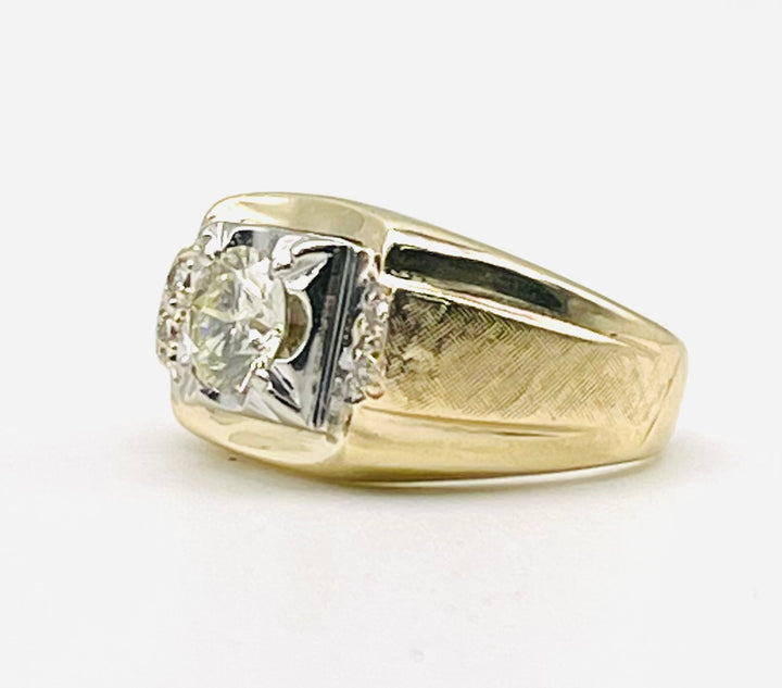 Gents Vintage 14K Yellow Gold Diamond Ring