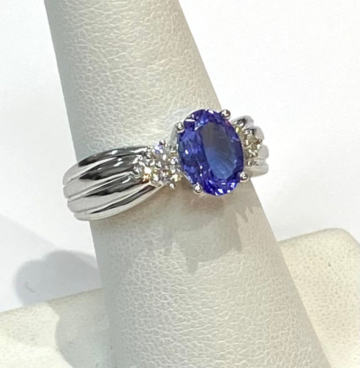 Tanzanite Diamond 14K White Gold Ring