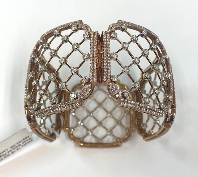 Diamond 18K Rose Gold Openwork Wide Bracelet