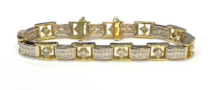 Diamond 18K White Gold & Yellow Gold Link Style Bracelet