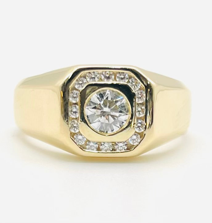 Gents Diamond 18K Yellow Gold Ring