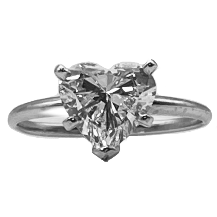 2.00 Carat F VVS2 IGI Heart Shaped Lab Grown Diamond 14K WG Ring