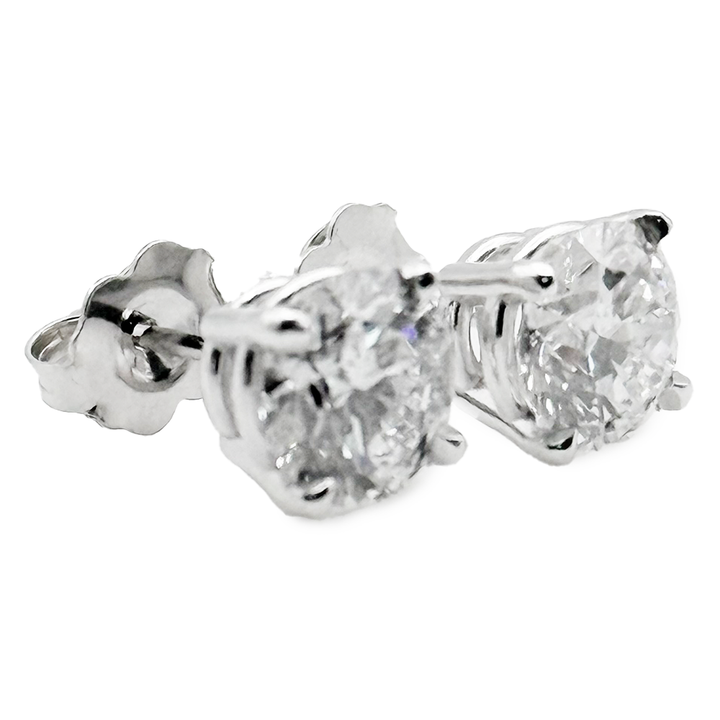 2.06 Carats VS1 F Lab Diamond 14K White Gold Stud Earrings
