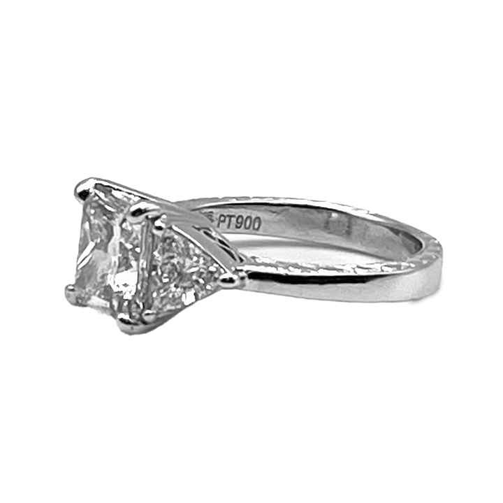 2.18 Carat Princess Cut VS1 H GIA Diamond Platinum Ring