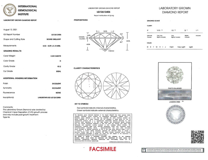 3.08 Carat SI1 G Lab Grown Radiant Cut Diamond 14K WG Ring