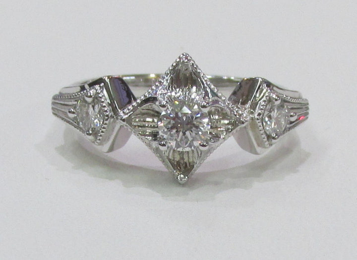Art Deco Design Diamond 14K White Gold Ring