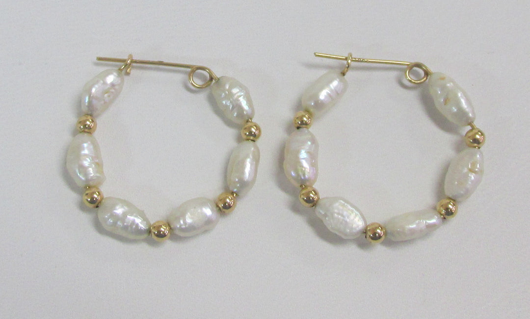 Biwa Pearl 14K Yellow Gold Hoop Earrings