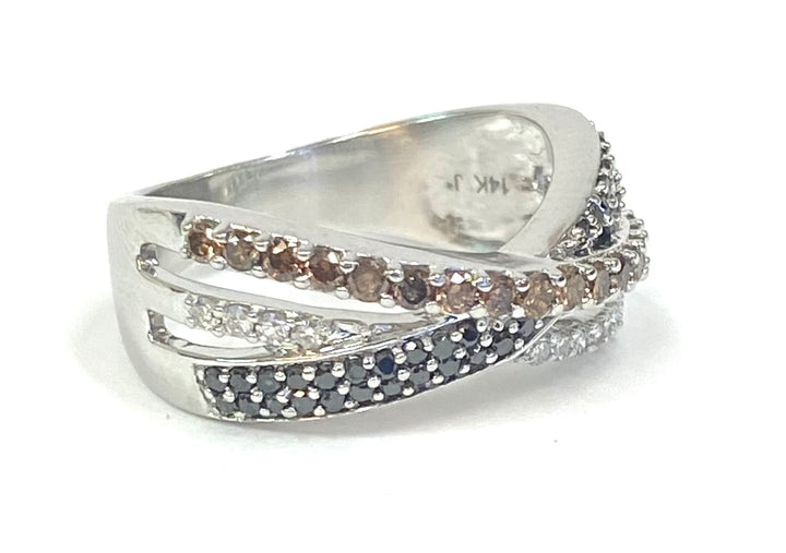 Black Brown & Colorless Diamond 14K White Gold Ring