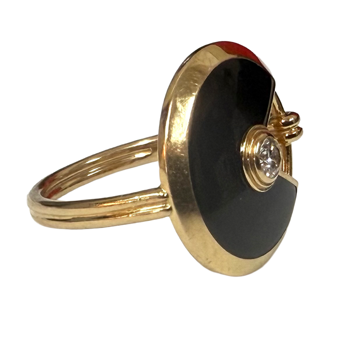 Cartier Amulette Diamond Onyx 18K Rose Gold Ring