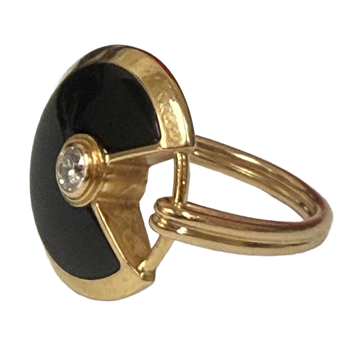 Cartier Amulette Diamond Onyx 18K Rose Gold Ring