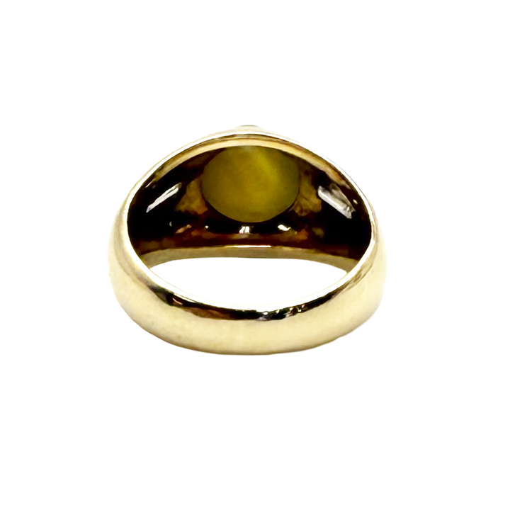 Chrysoberyl Cats Eye Diamond 14K YG Vintage Gent's Ring