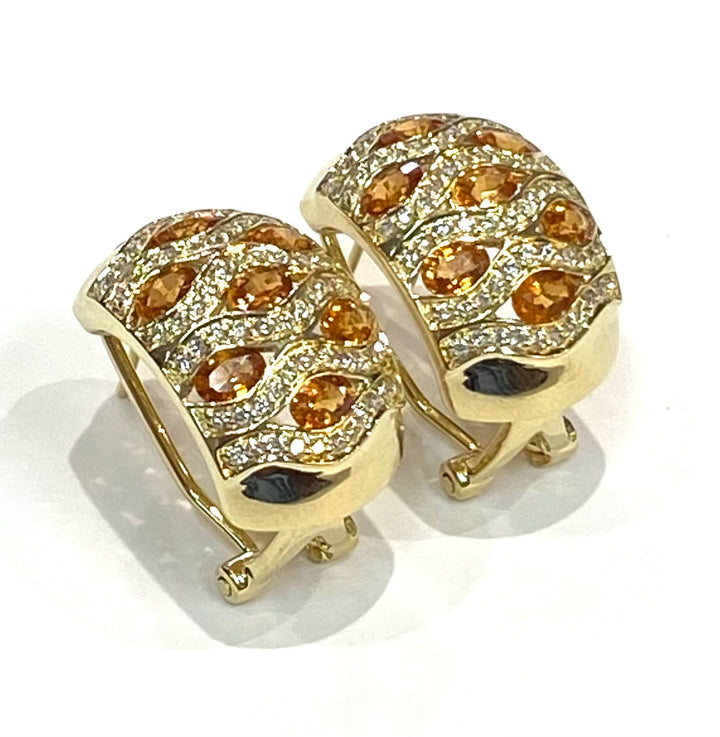 Citrine Diamond 14K Yellow Gold Earrings