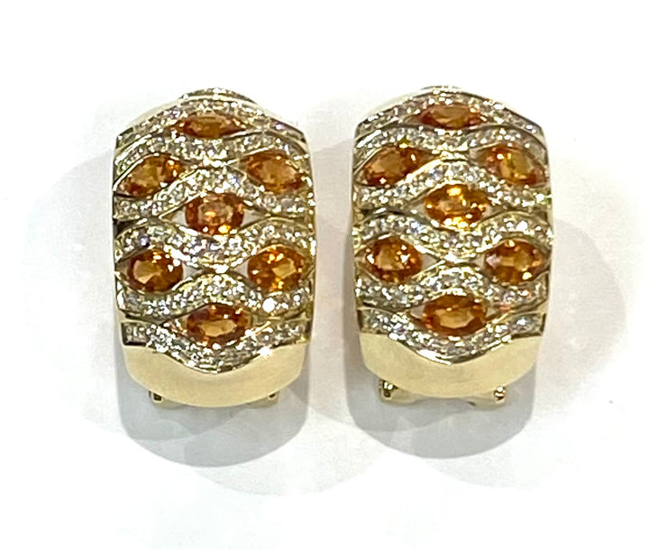 Citrine Diamond 14K Yellow Gold Earrings