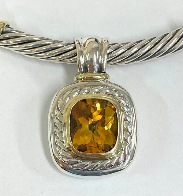 David Yurman Cable Two-Tone Choker & Citrine Two Tone Pendant