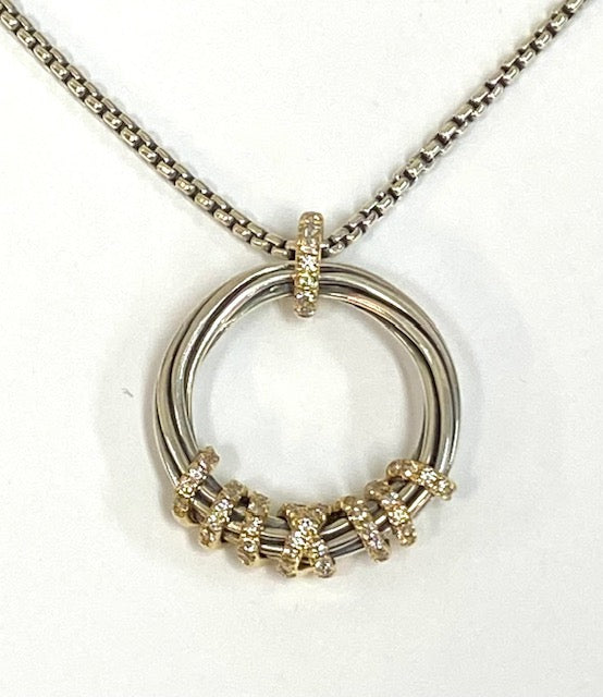 David Yurman Diamond 18K Yellow Gold & Sterling Silver Helena Pendant & Chain