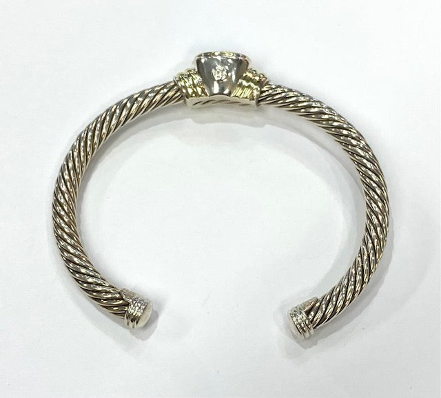 David Yurman Blue Topaz 14K Yellow Gold & Stainless Steel Cuff Bracelet
