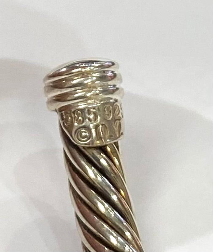 David Yurman Blue Topaz 14K Yellow Gold & Stainless Steel Cuff Bracelet
