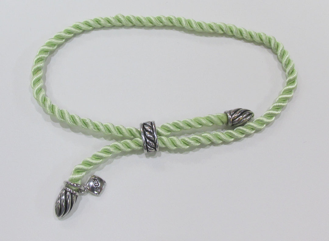 David Yurman Green Silk & Sterling Silver Bracelet