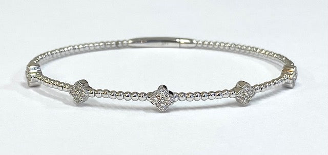 Diamond 14K White Gold Flexible Bangle Bracelet