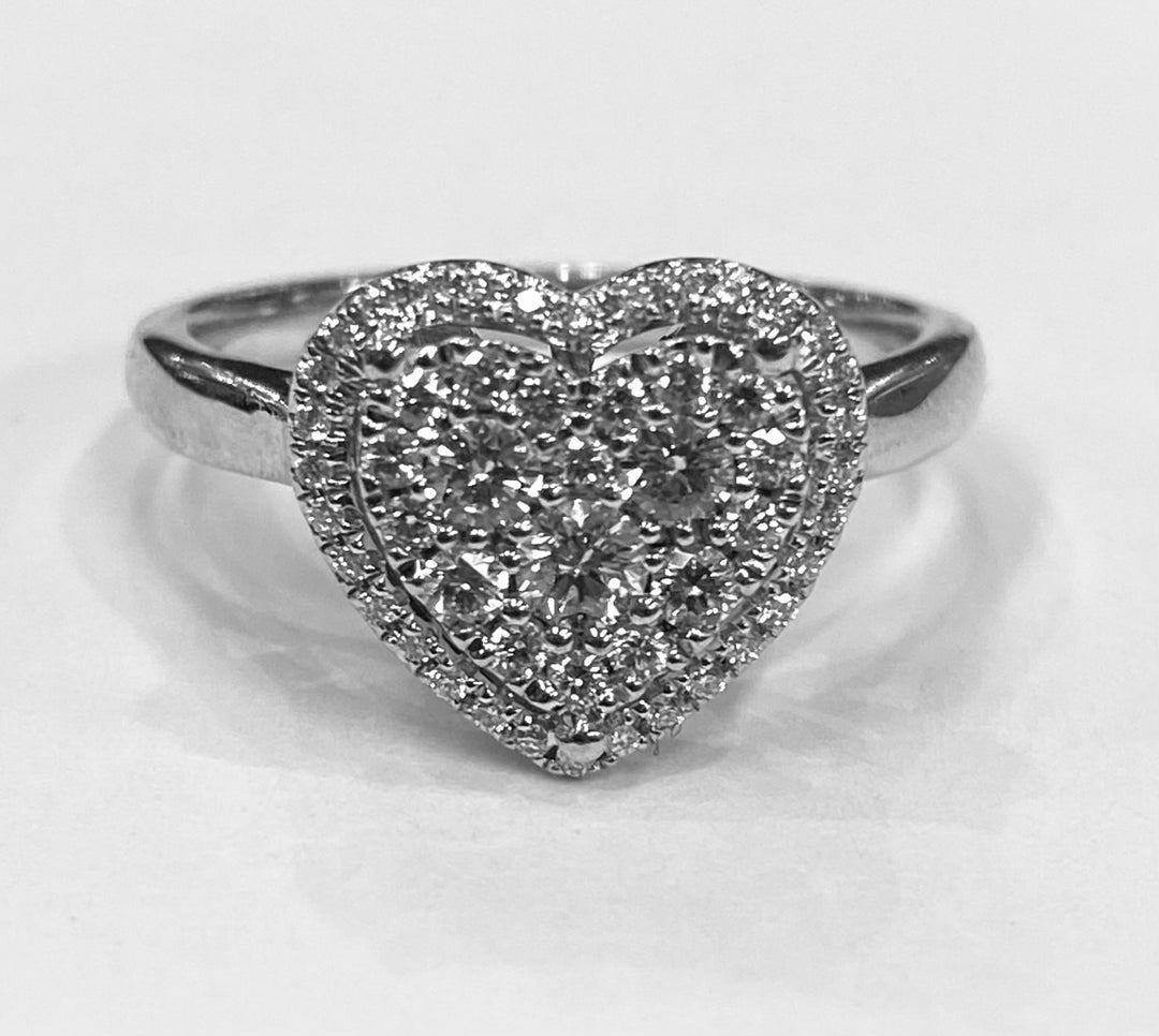 Diamond 14K White Gold Heart Shaped Ring