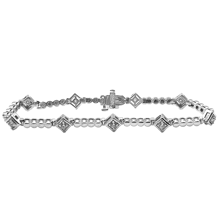 Diamond 14K White Gold Link Style Bracelet