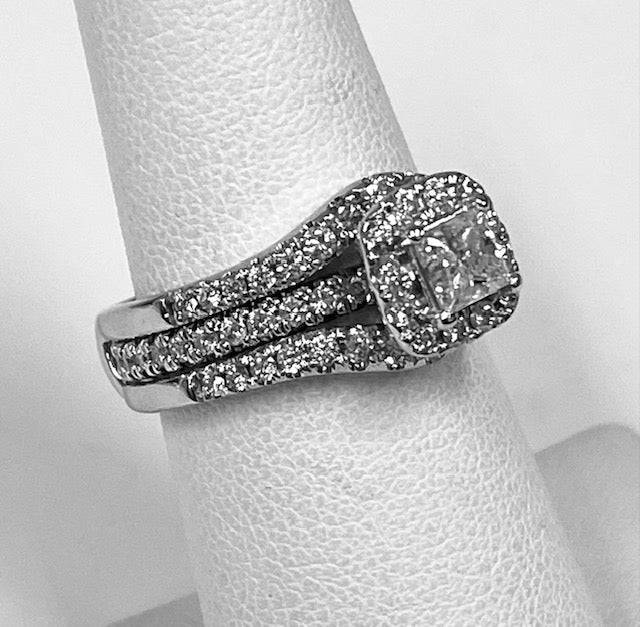 Diamond 14K White Gold Wedding Ring Set