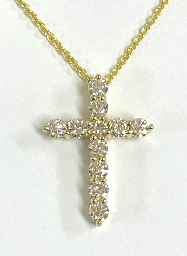 Diamond 14K Yellow Gold Cross & Chain