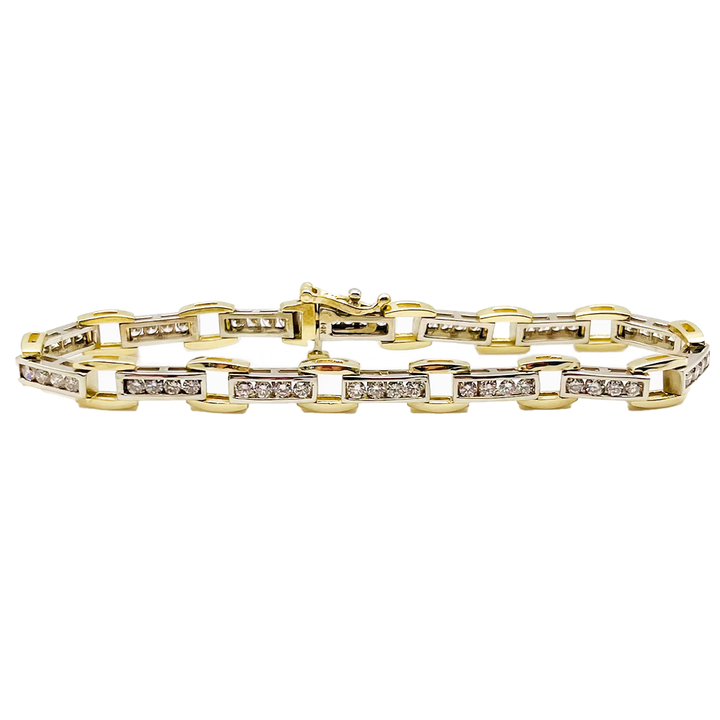 Diamond 14K Yellow & White gold Link Style Bracelet