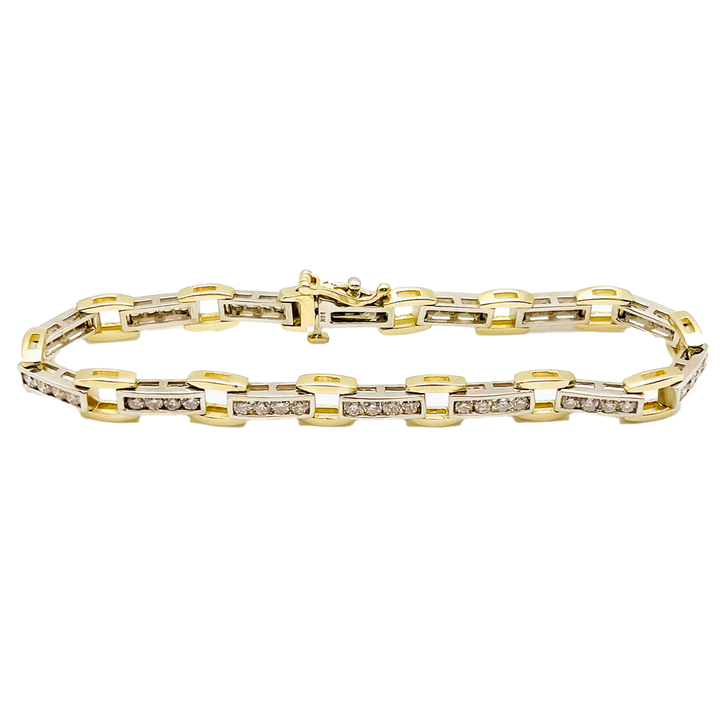Diamond 14K Yellow & White gold Link Style Bracelet
