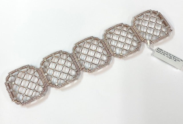 Diamond 18K Rose Gold Openwork Wide Bracelet