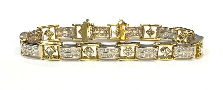 Diamond 18K White Gold & Yellow Gold Link Style Bracelet