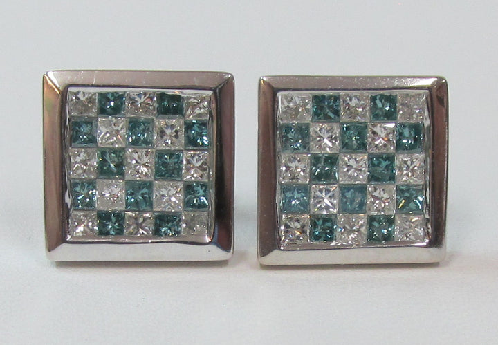 Diamond Blue Diamond 14K White Gold Stud Earrings