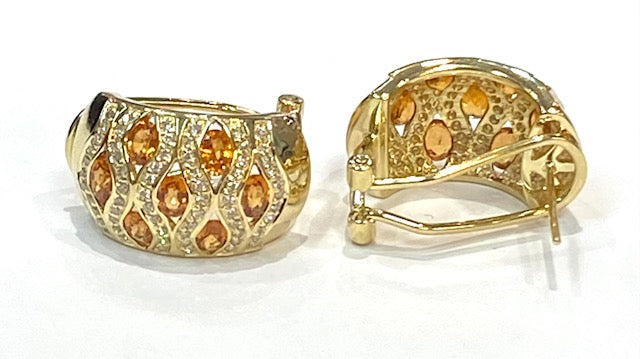 Citrine Diamond 14K Yellow Gold Earrings