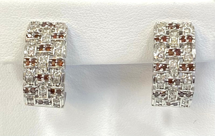 Diamond & Fancy Orange Diamond 14K White Gold Earrings