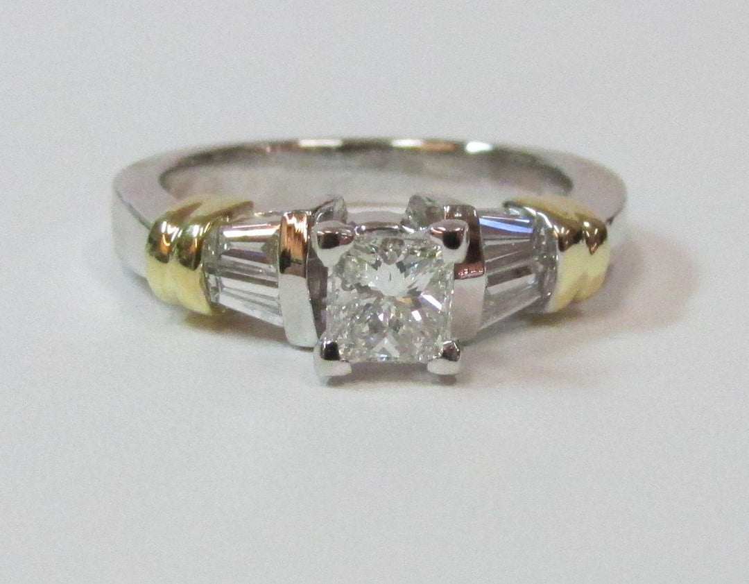 Diamond Platinum 18K Yellow Gold Engagement/Wedding Ring