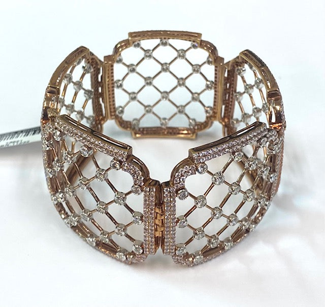 Diamond 18K Rose Gold Openwork Wide Bracelet