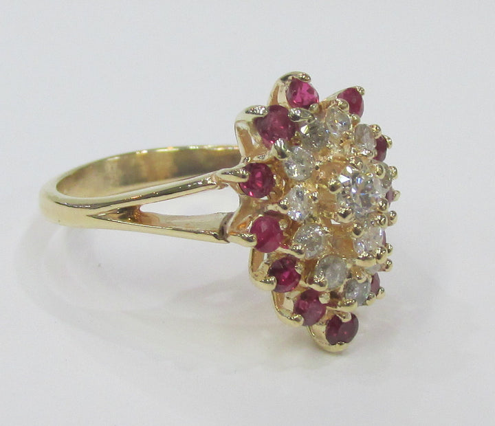 Diamond Ruby 14K Rose Gold Cluster Ring