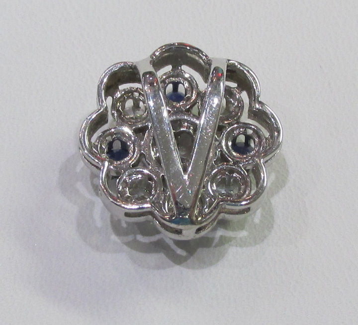 Diamond Sapphire 14K White Gold Slide Pendant