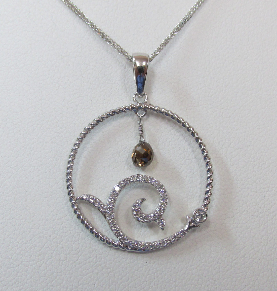 Fancy Brown & Colorless Diamond 14K White Gold Pendant & Chain